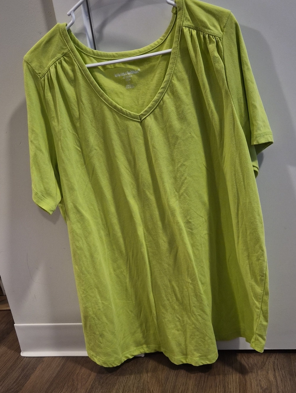 Woman Within Lime Green V-Neck Short Sleeve Tee